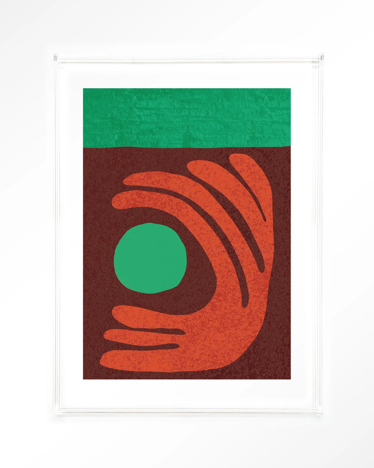 Elements Green – abstract met hand in rood en groen – Art print – Acryl doorzichtig