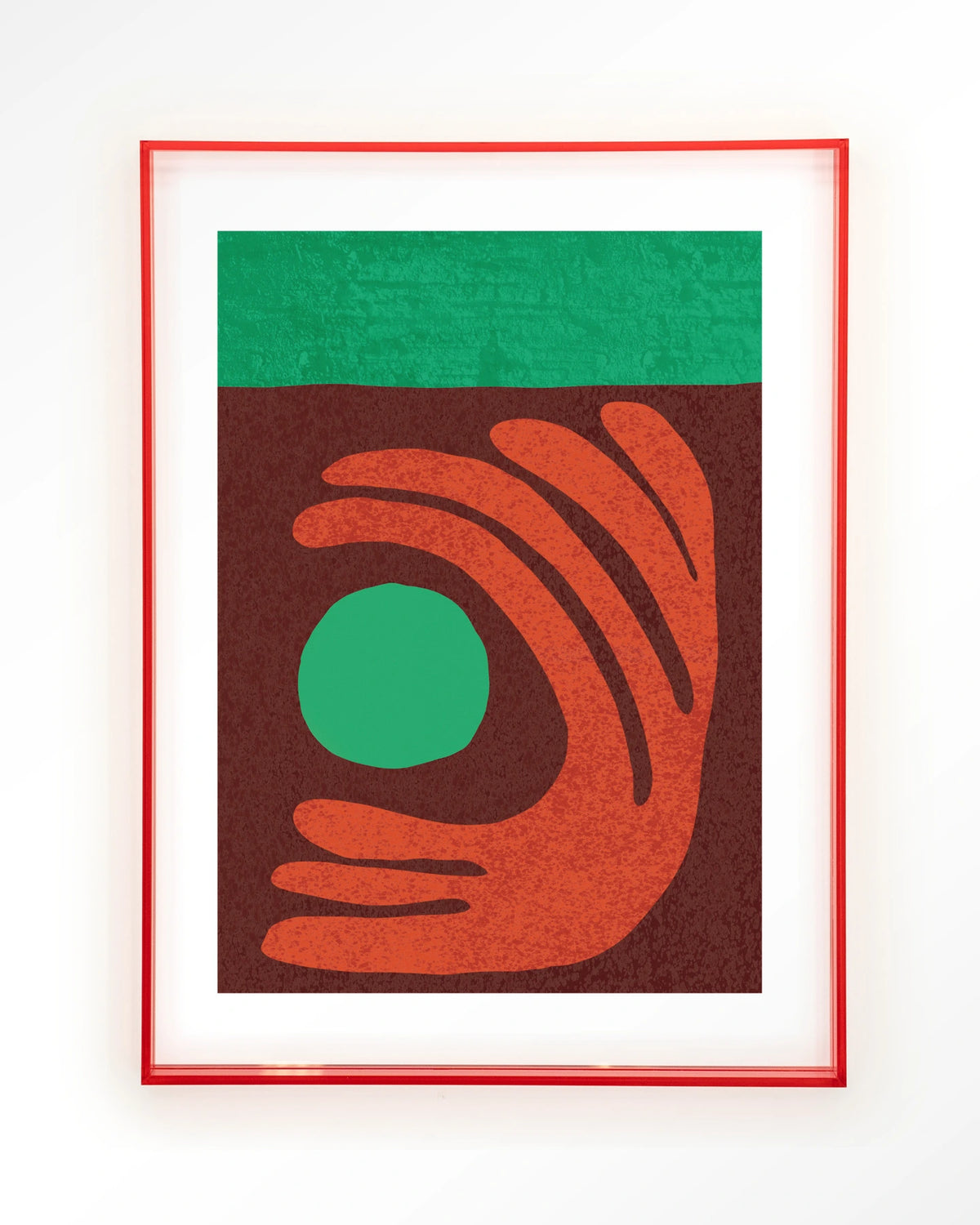 Elements Green – abstract met hand in rood en groen – Art print – Acryl roze