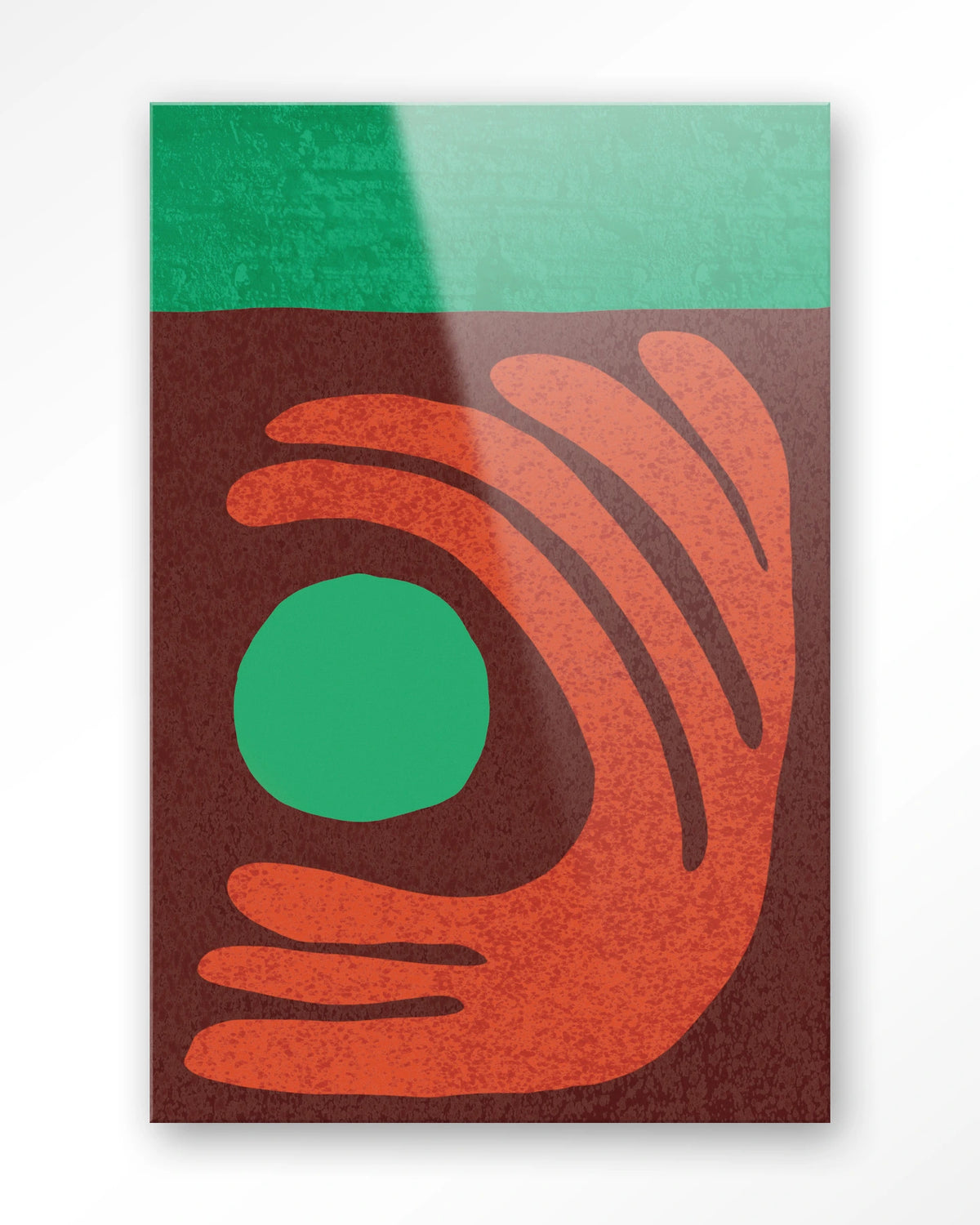 Elements Green – abstract met hand in rood en groen – Glas – Blinde montage
