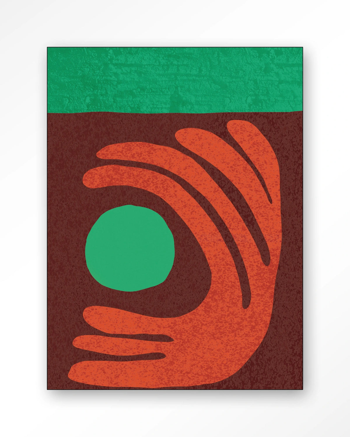 Elements Green – abstract met hand in rood en groen – Wandkleed – Frame – zwart