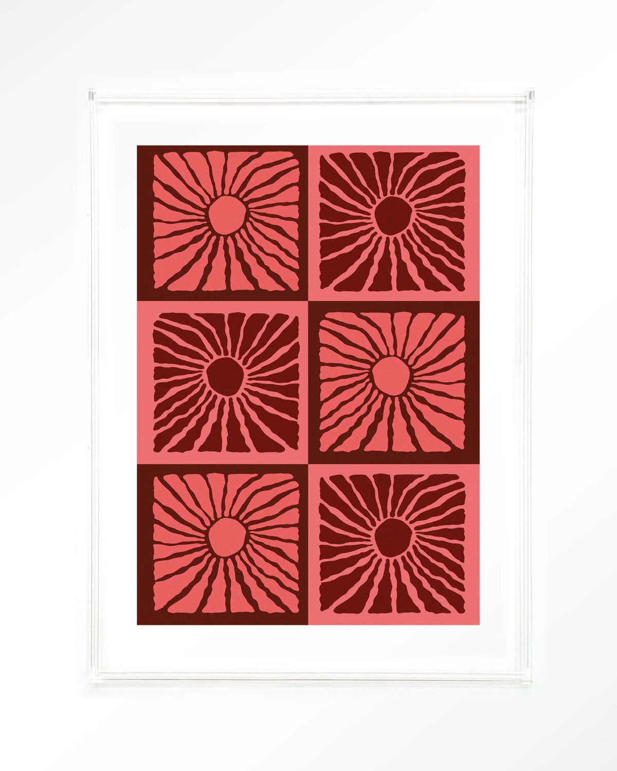 Suns In Pink – zonnen in roze en rood – Art print – Acryl doorzichtig