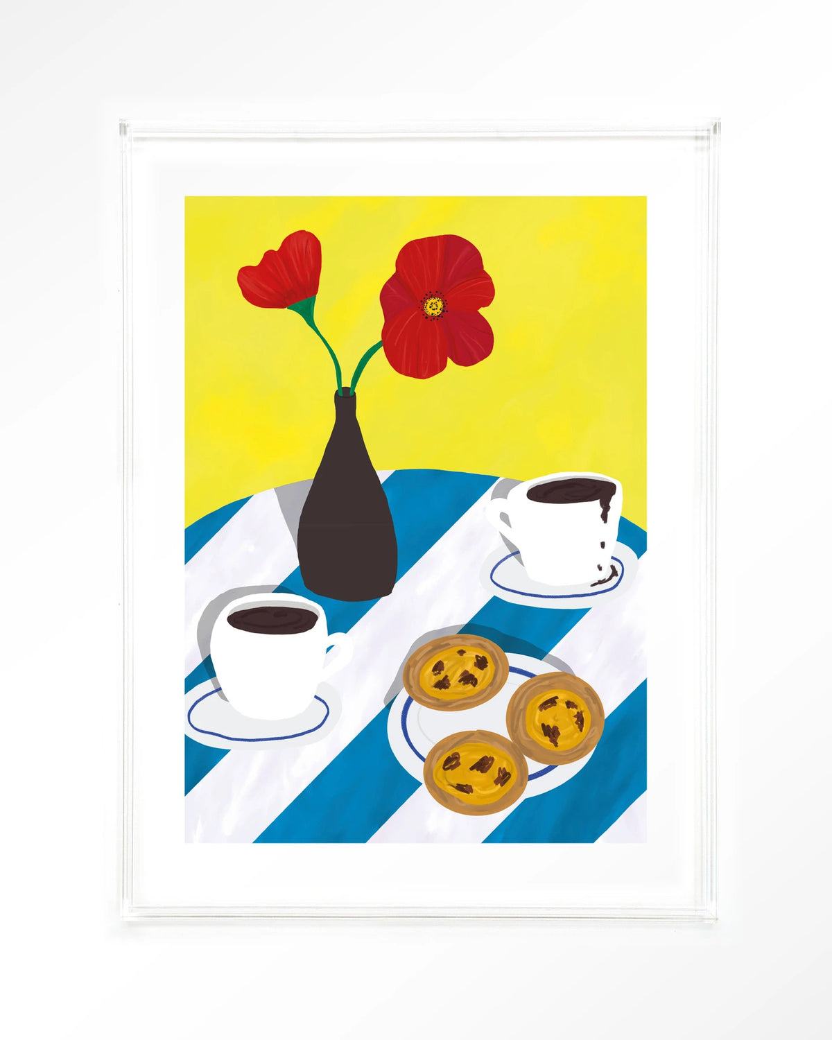 Nata Afternoon – pastel de nata met koffie en bloemen – Art print – Acryl doorzichtig