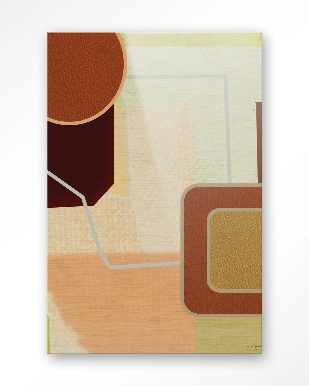Deuce – abstract in terracotta en geel – Glas – Blinde montage