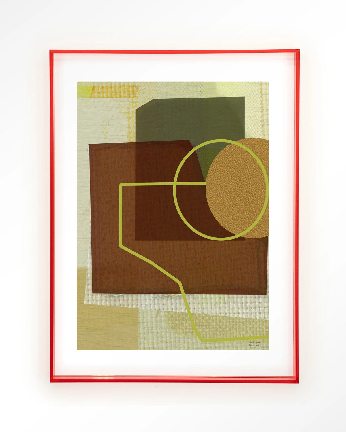 Rally – abstract geometrisch in bruin en groen – Art print – Acryl roze