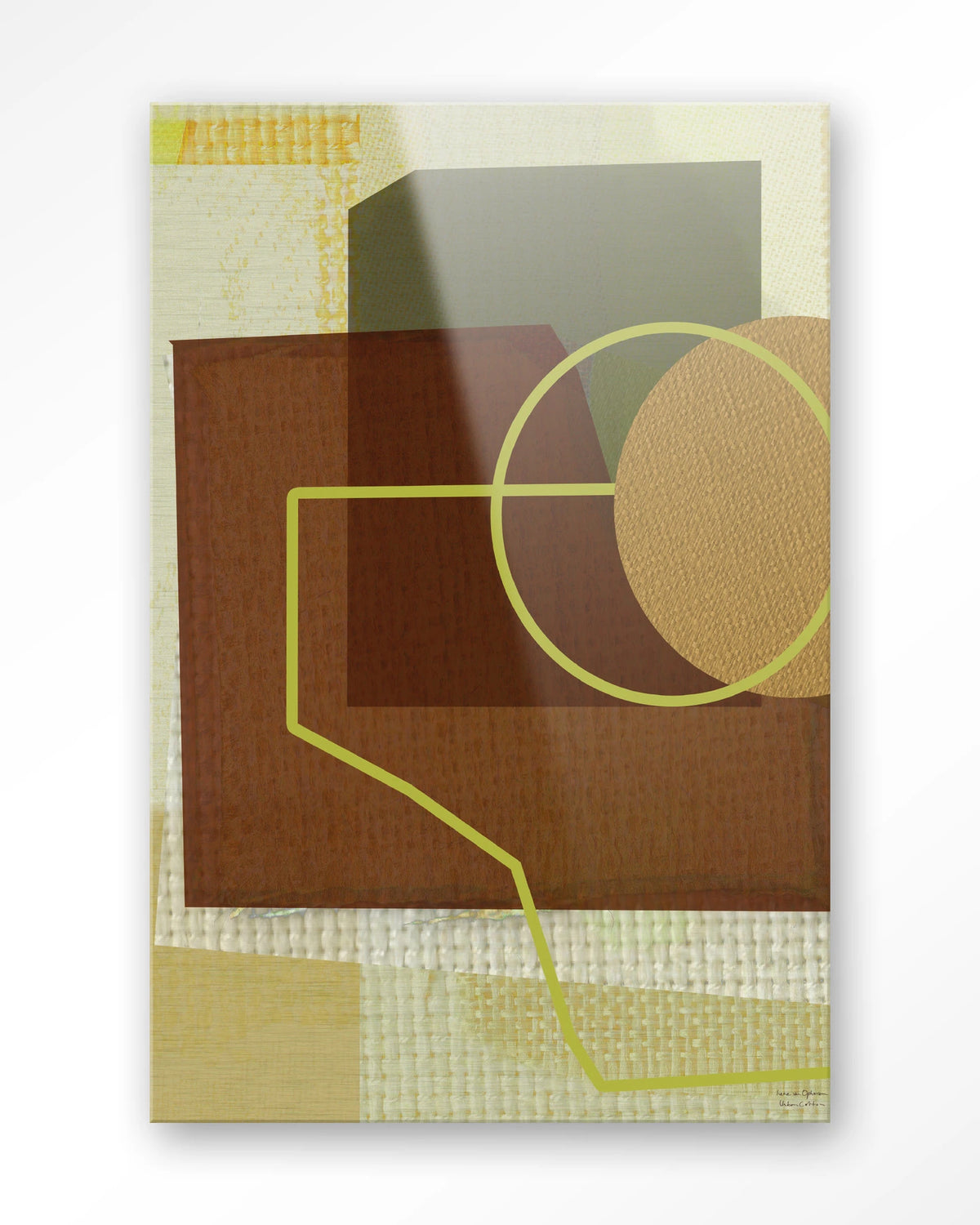 Rally – abstract geometrisch in bruin en groen – Glas – Blinde montage