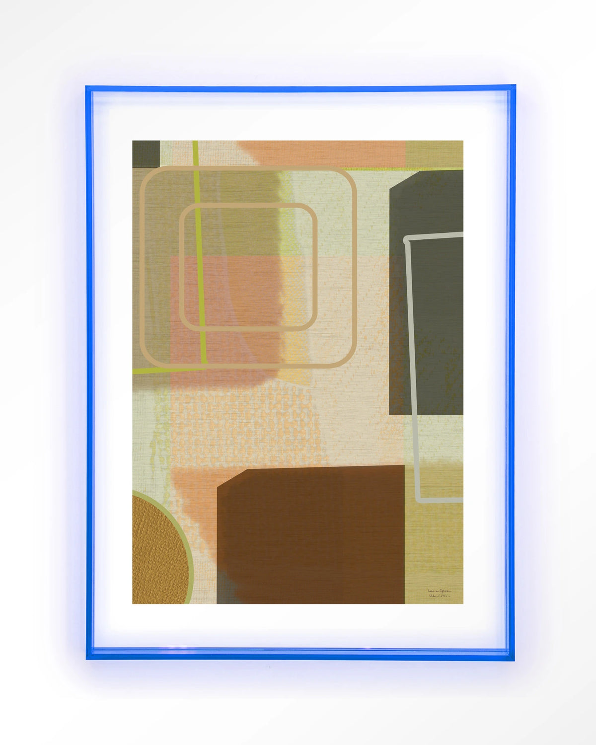 Serve – abstract in groen en bruin – Art print – Acryl lichtblauw