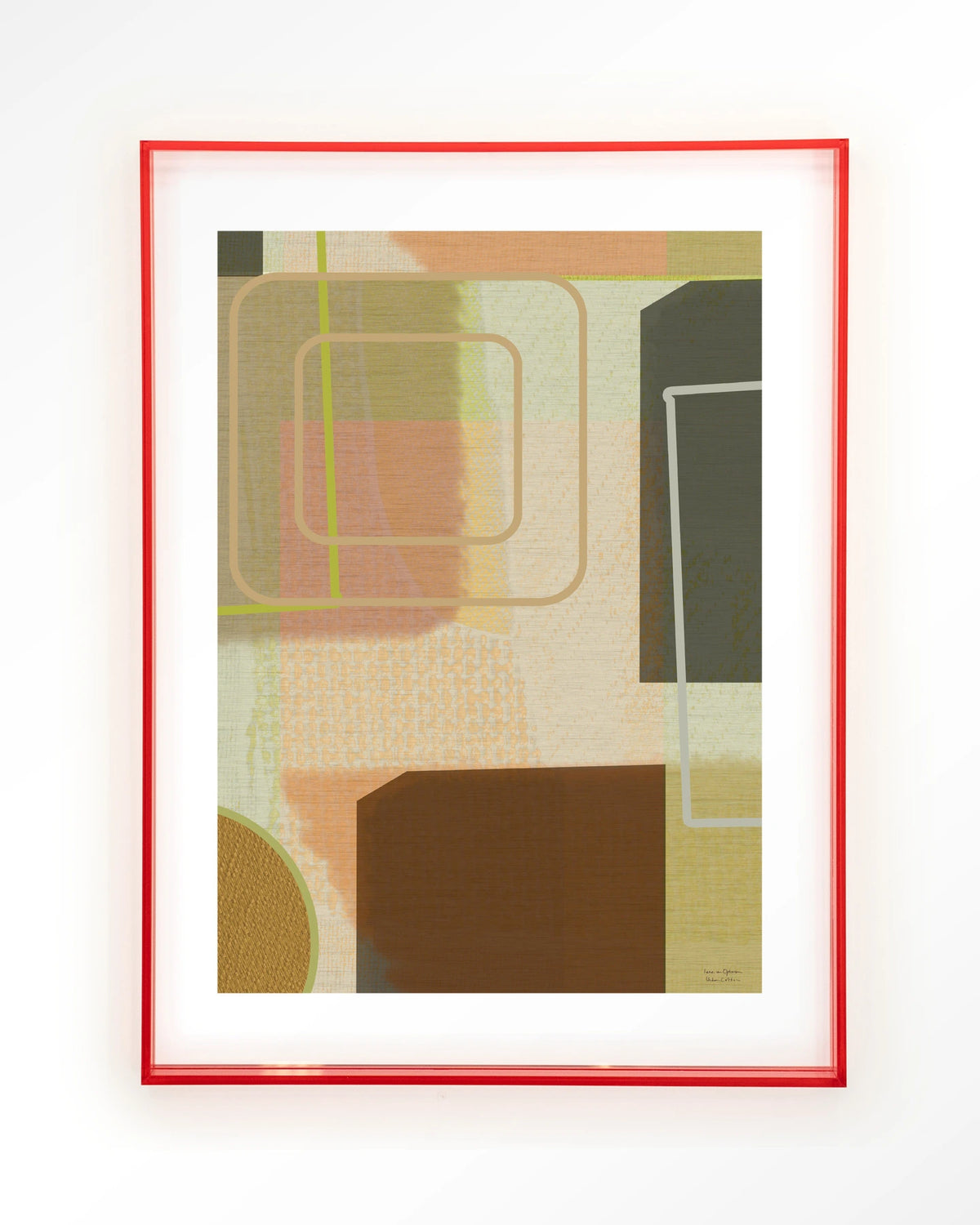 Serve – abstract in groen en bruin – Art print – Acryl roze