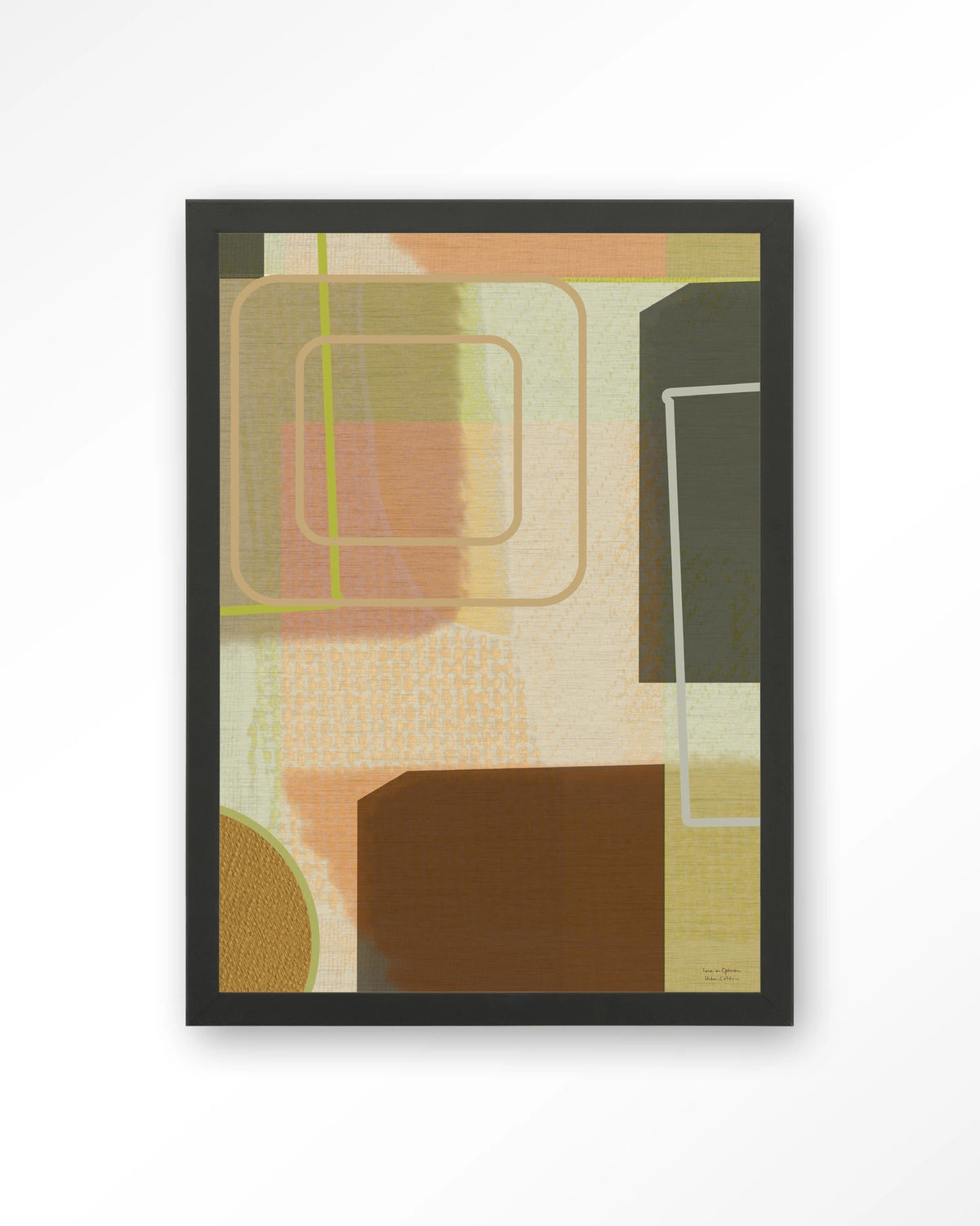 Serve – abstract in groen en bruin – Art print – Hout zwart