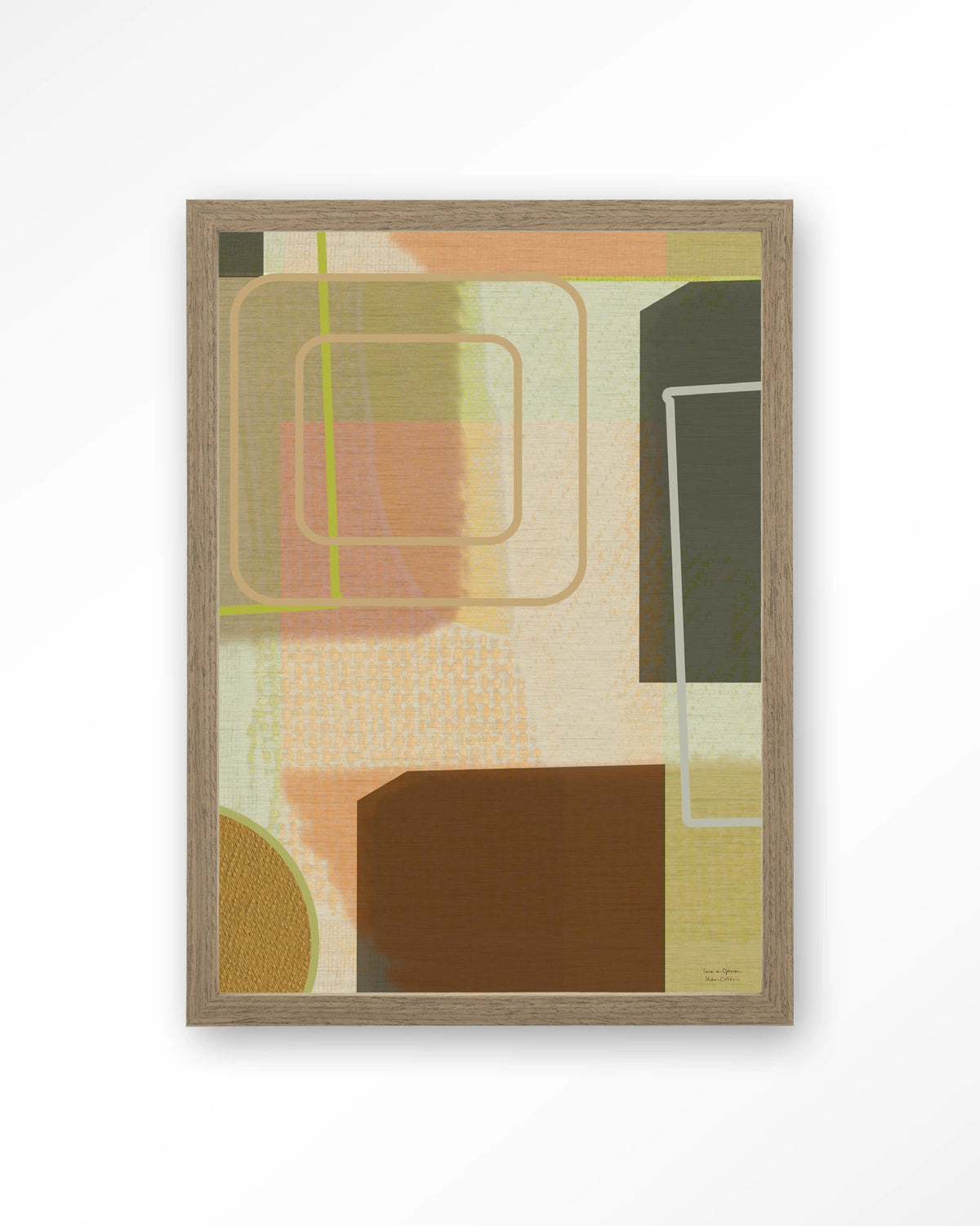 Serve – abstract in groen en bruin – Art print – Hout bruin