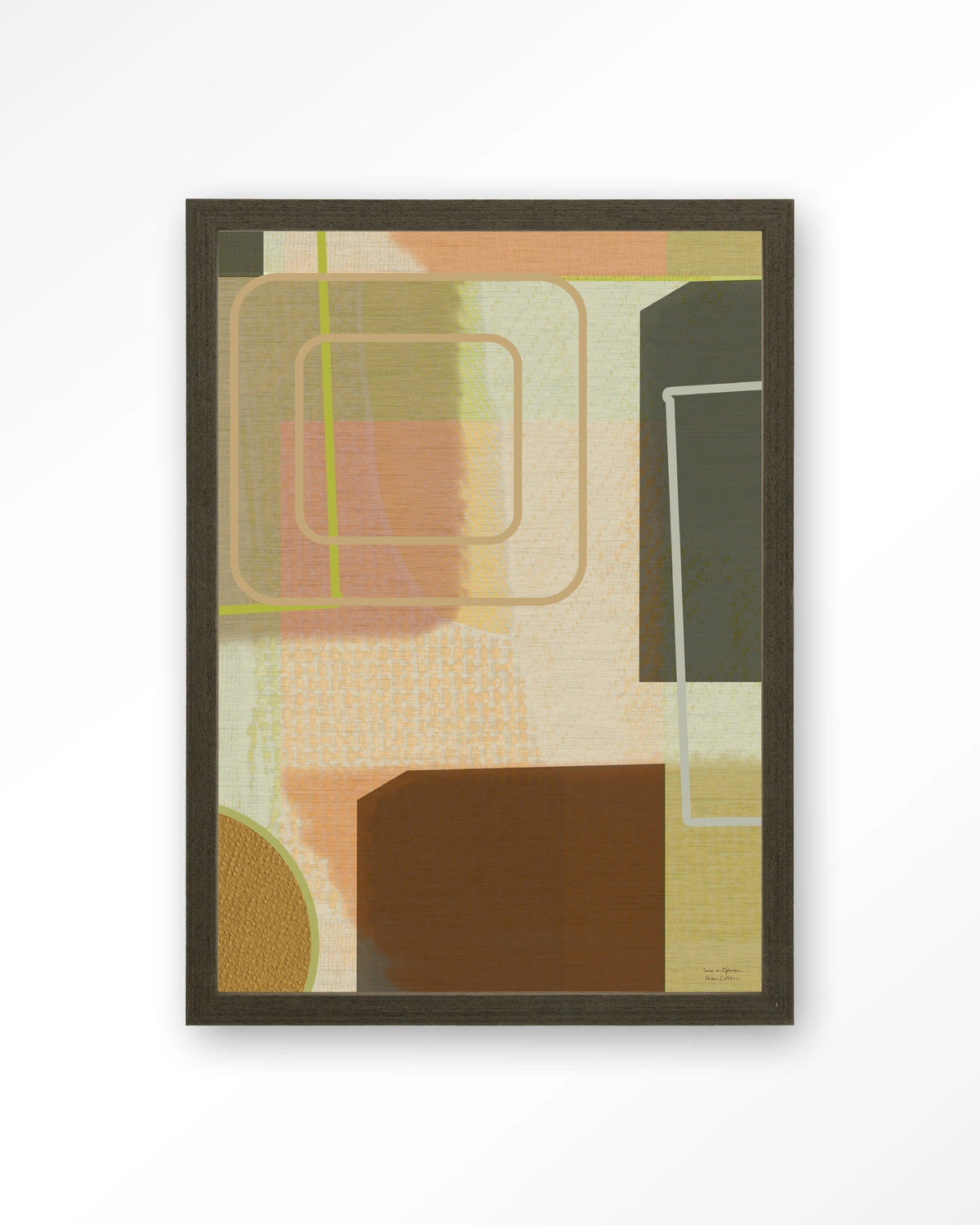 Serve – abstract in groen en bruin – Art print – Hout donkerbruin