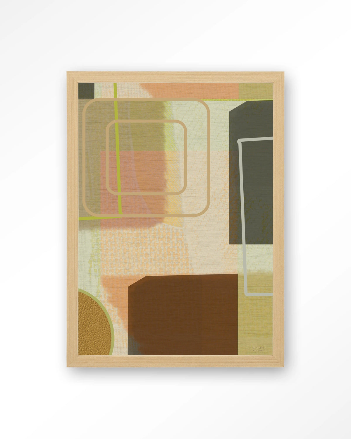 Serve – abstract in groen en bruin – Art print – Hout naturel