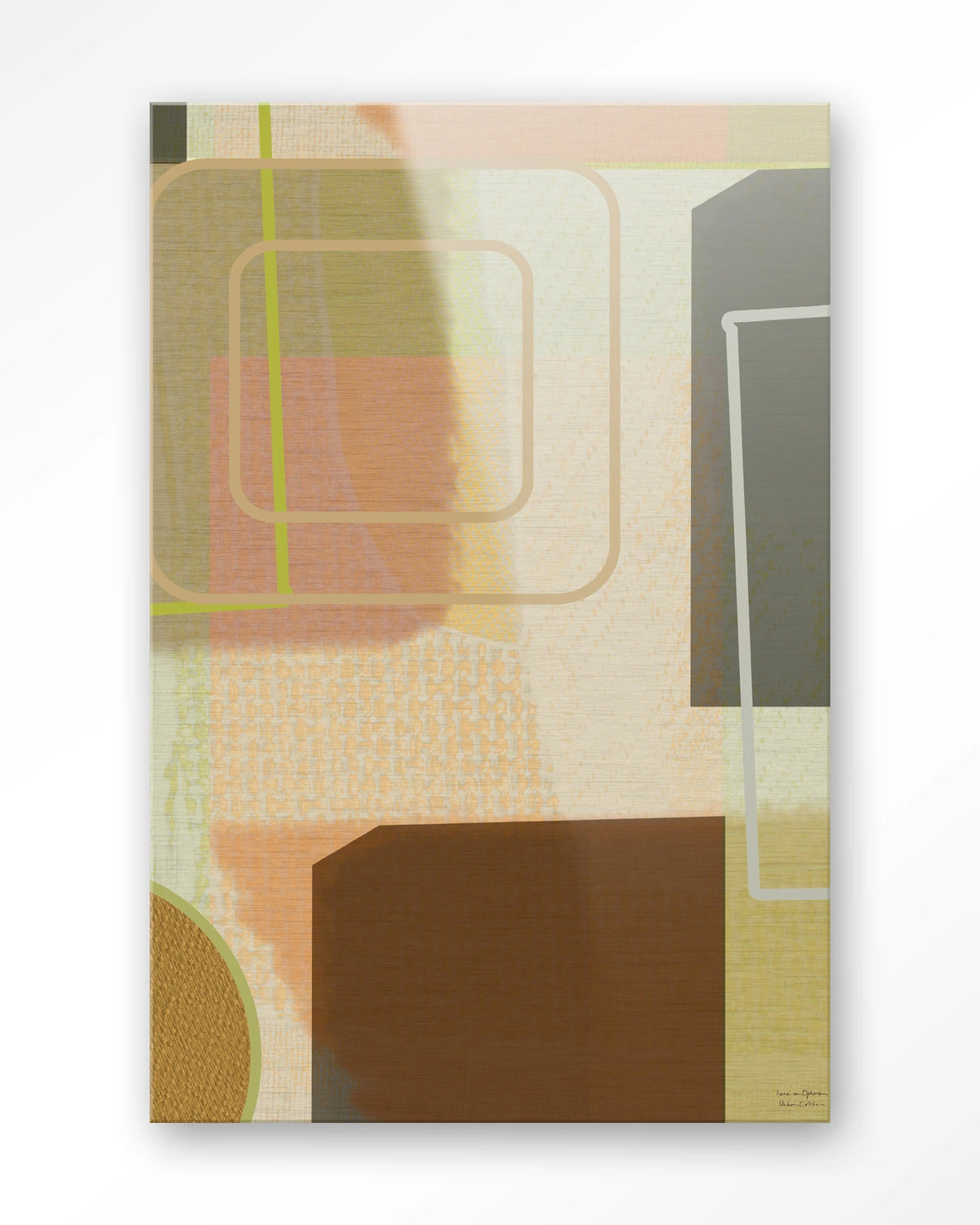Serve – abstract in groen en bruin – Glas – Blinde montage