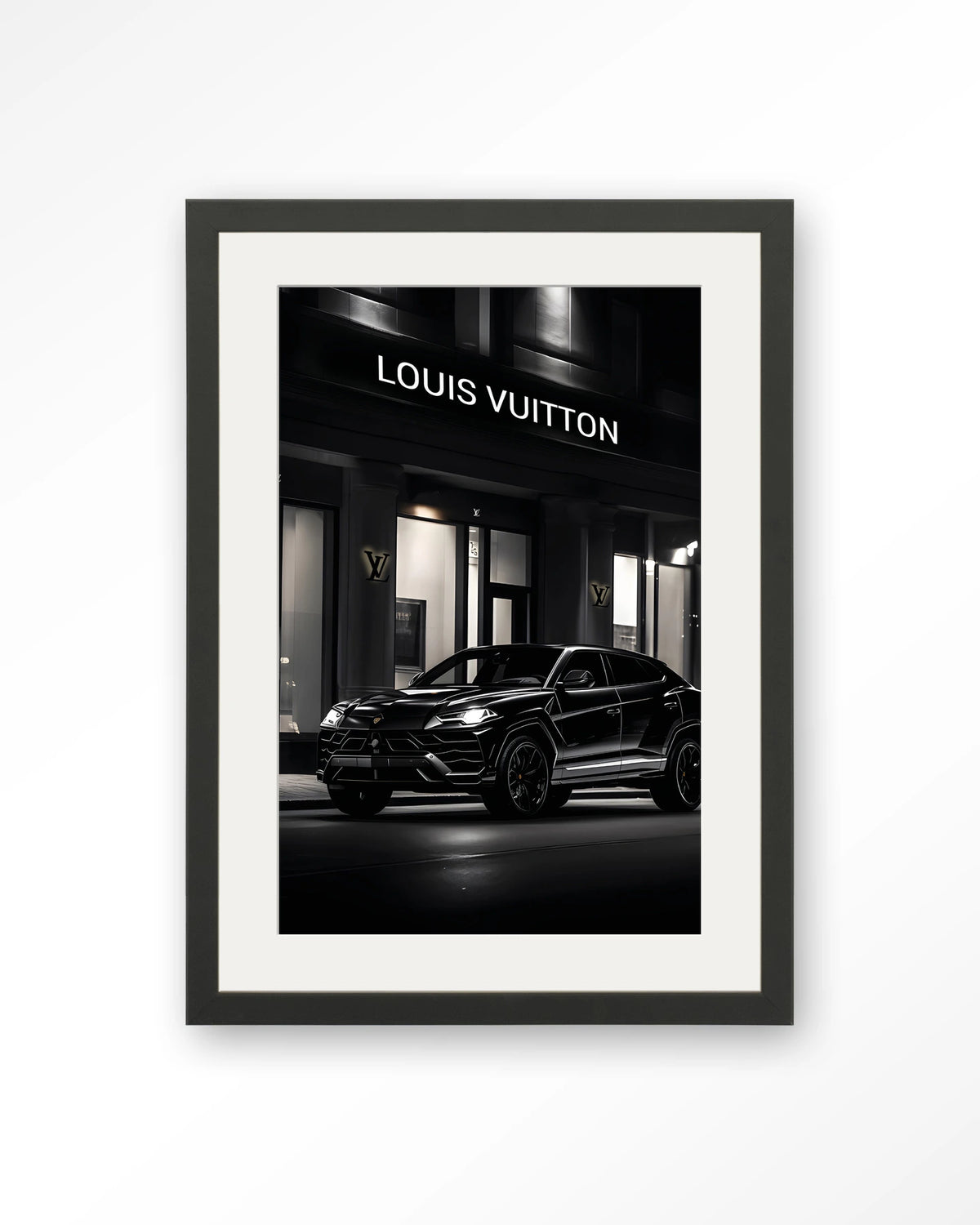 Urus LV – Art print – Hout zwart + passe-partout
