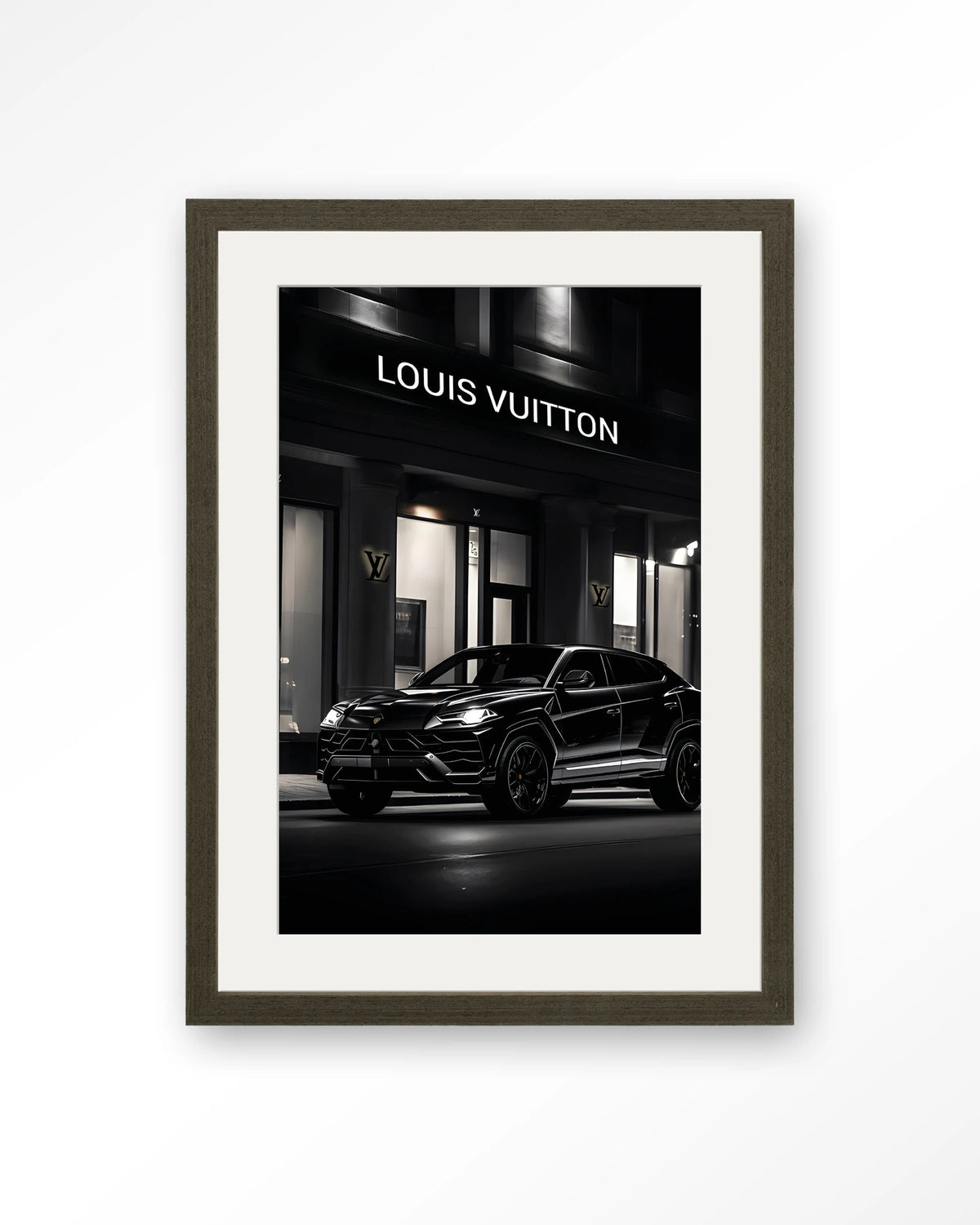 Urus LV – Art print – Hout donkerbruin + passe-partout