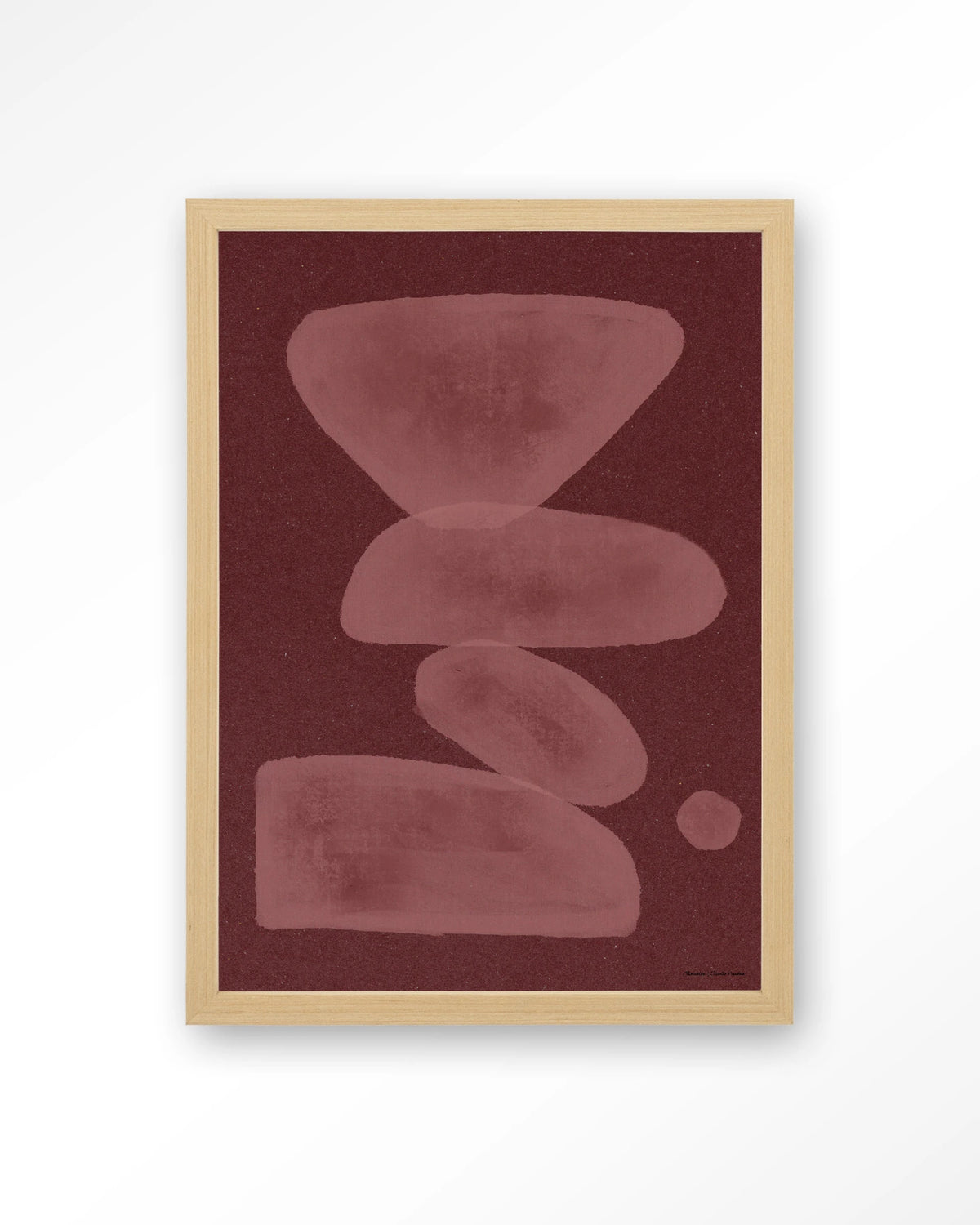 Elementa Burgundy 1 – abstract in bordeaux – Art print – Hout naturel