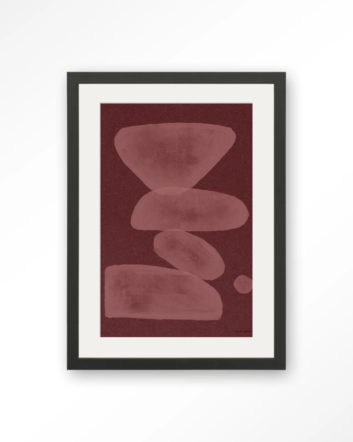 Elementa Burgundy 1 – abstract in bordeaux – Art print – Hout zwart + passe-partout