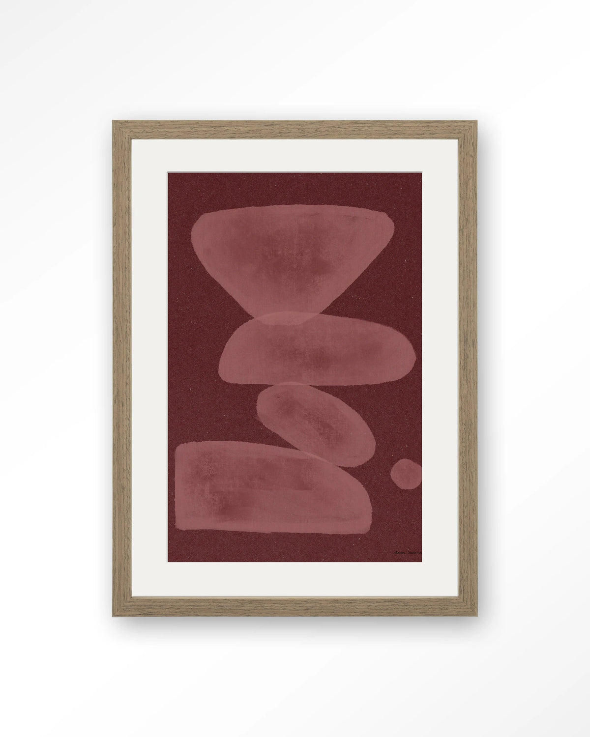 Elementa Burgundy 1 – abstract in bordeaux – Art print – Hout bruin + passe-partout