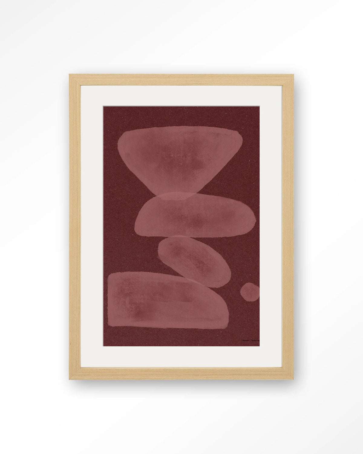 Elementa Burgundy 1 – abstract in bordeaux – Art print – Hout naturel + passe-partout