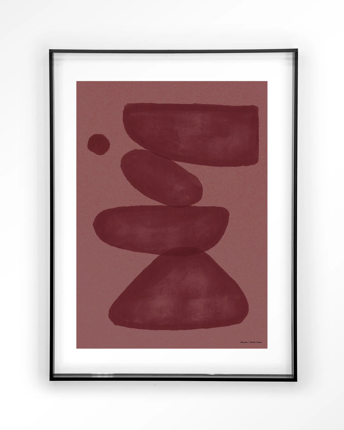Elementa Burgundy 2 – abstract in bordeaux en roze – Art print – Acryl zwart