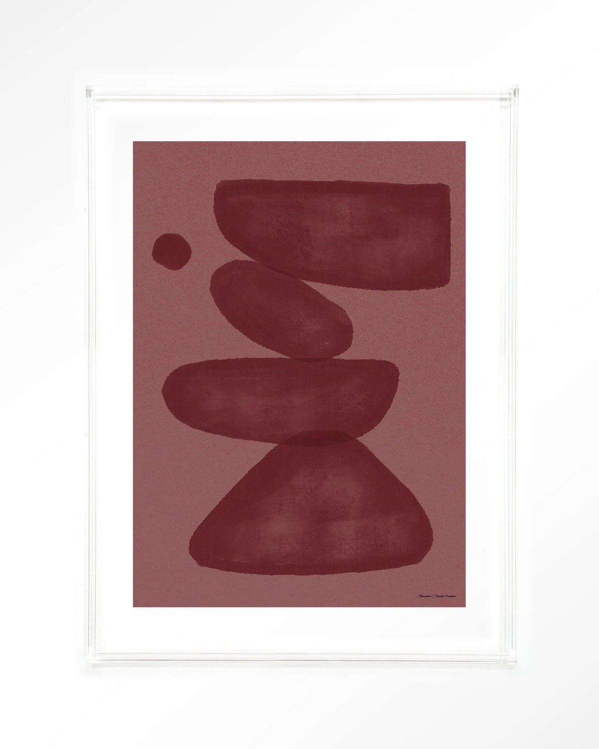 Elementa Burgundy 2 – abstract in bordeaux en roze – Art print – Acryl doorzichtig
