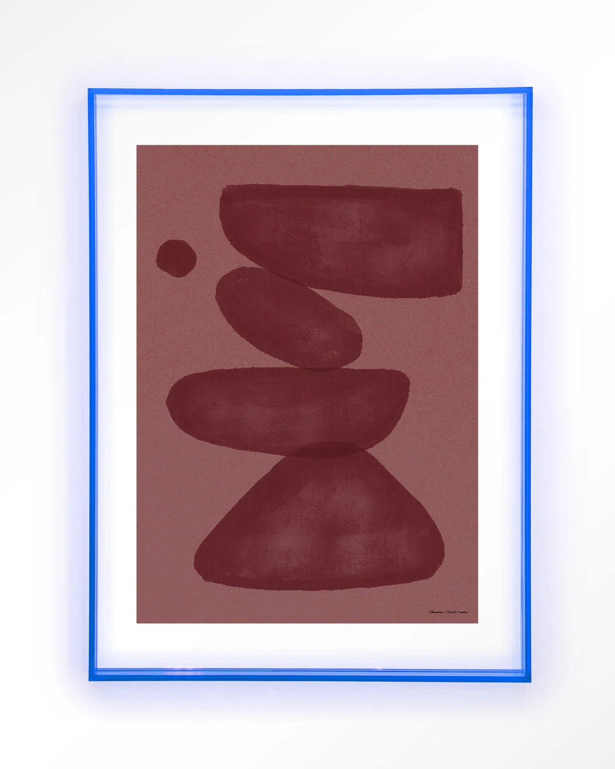 Elementa Burgundy 2 – abstract in bordeaux en roze – Art print – Acryl lichtblauw