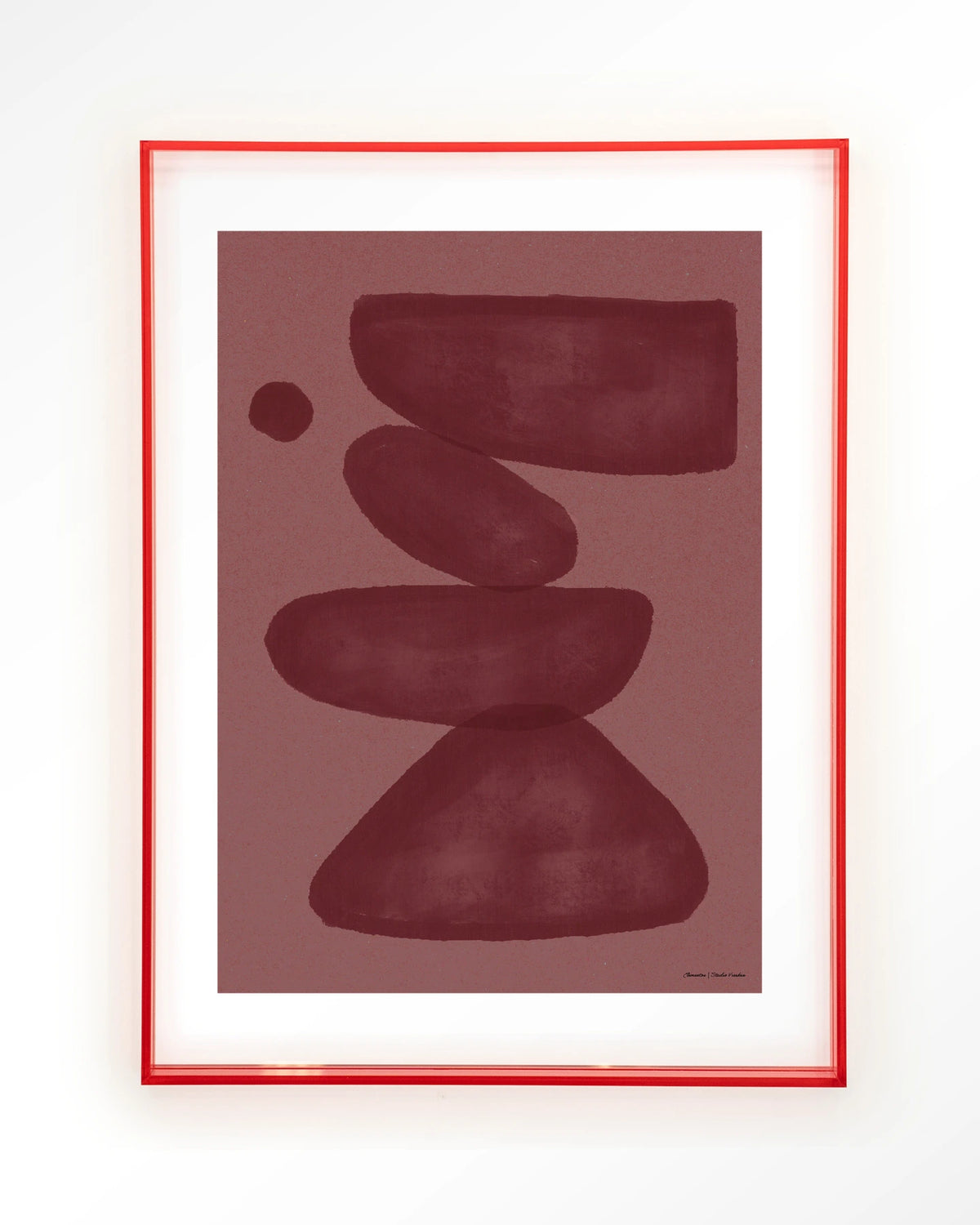 Elementa Burgundy 2 – abstract in bordeaux en roze – Art print – Acryl roze