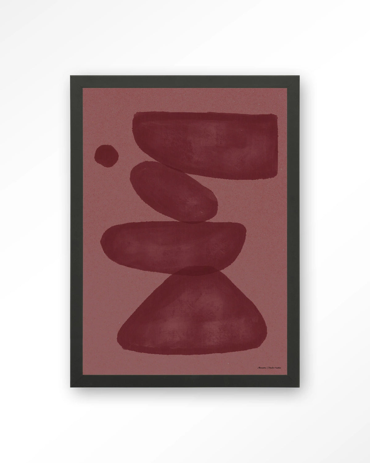 Elementa Burgundy 2 – abstract in bordeaux en roze – Art print – Hout zwart