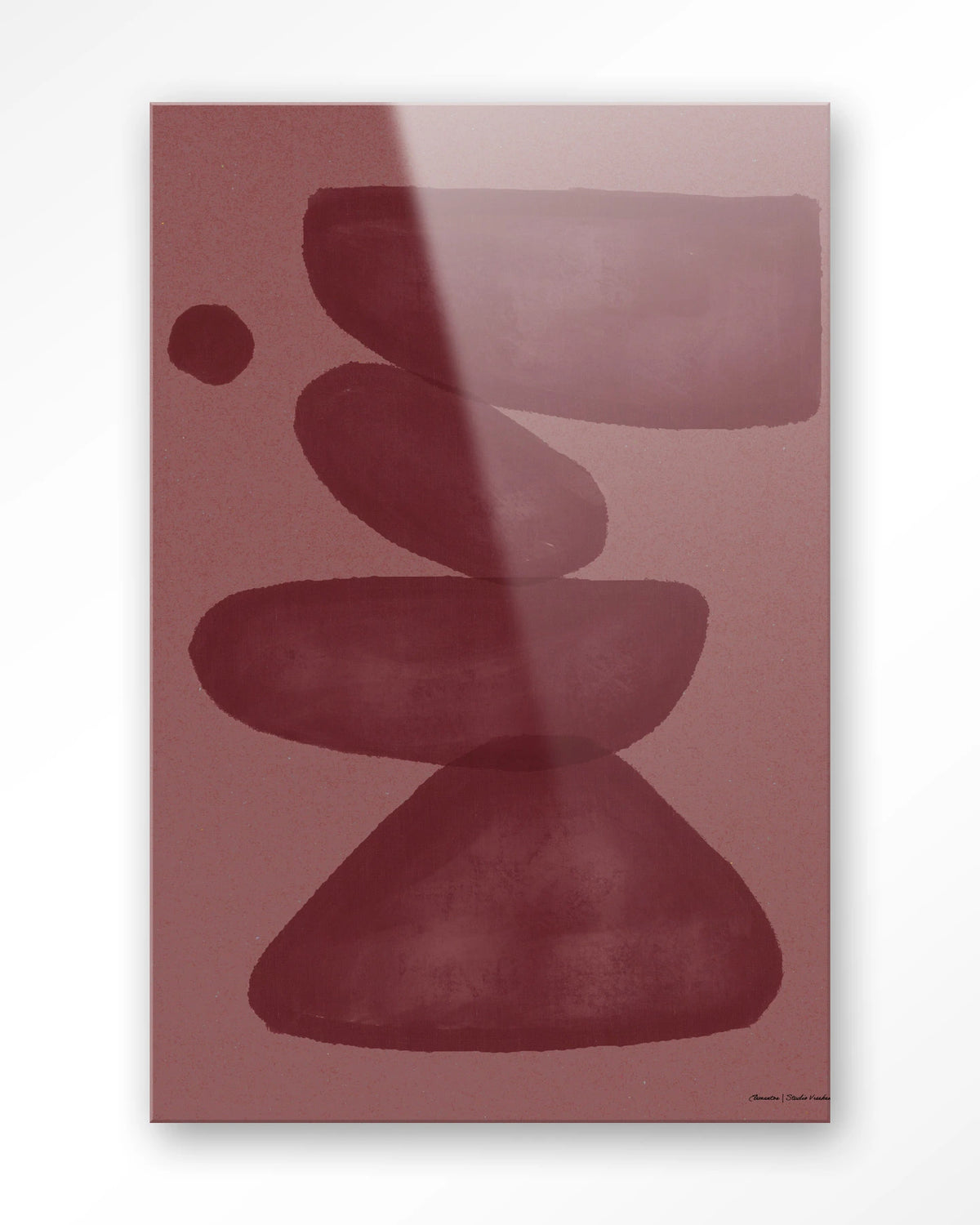 Elementa Burgundy 2 – abstract in bordeaux en roze – Glas – Blinde montage