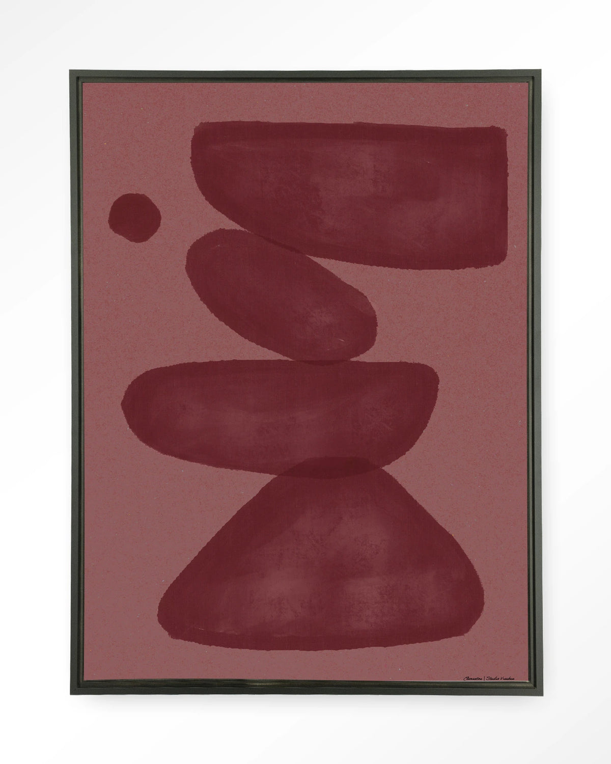 Elementa Burgundy 2 – abstract in bordeaux en roze – Wandkleed – Floating frame – zwart