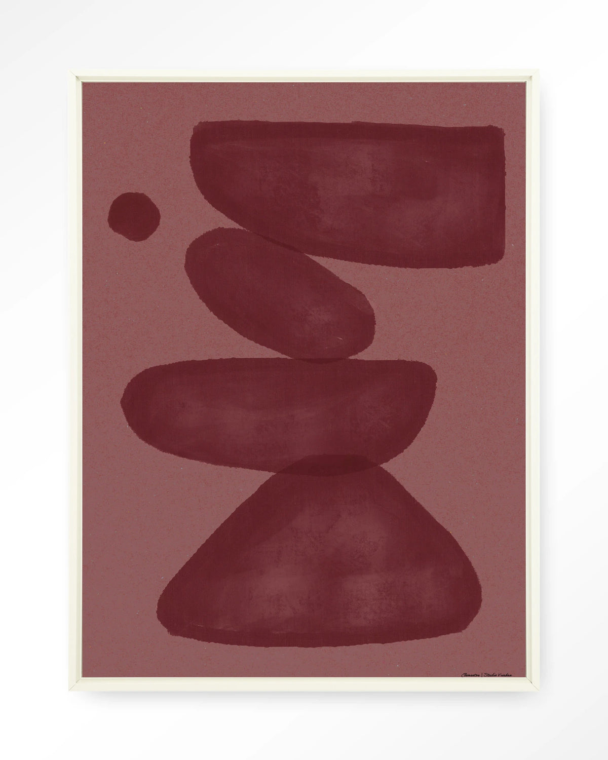 Elementa Burgundy 2 – abstract in bordeaux en roze – Wandkleed – Floating frame – wit