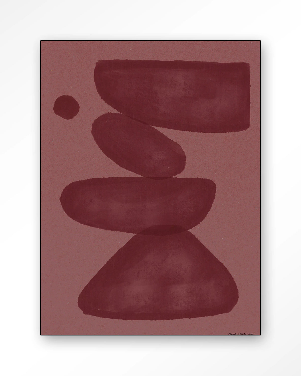 Elementa Burgundy 2 – abstract in bordeaux en roze – Wandkleed – Frame – zwart
