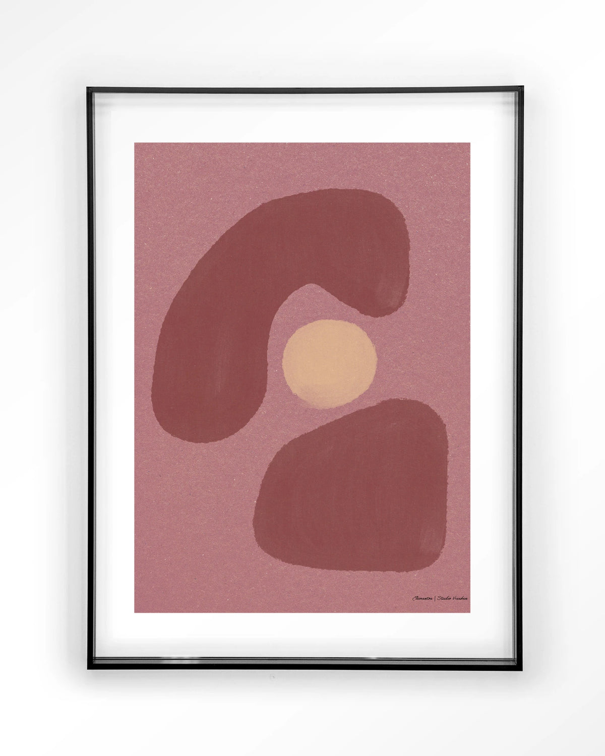 Elementa Morado 1 – abstract in roze en oudroze – Art print – Acryl zwart