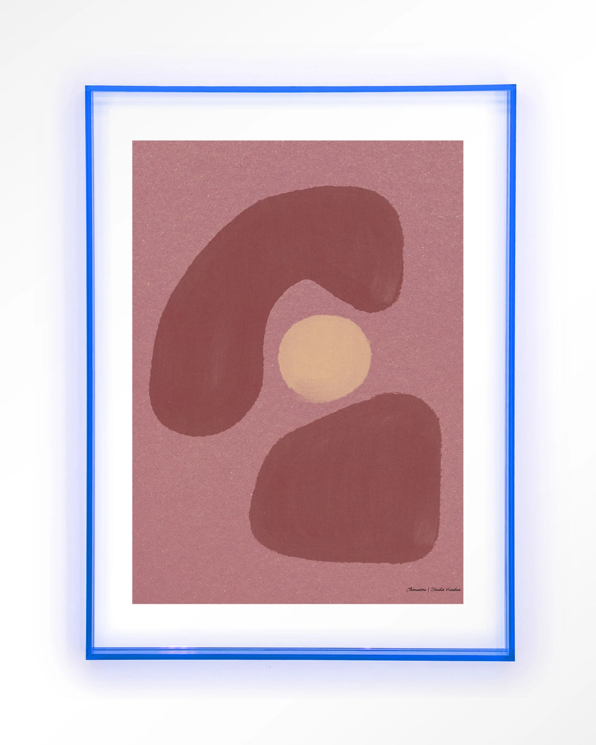 Elementa Morado 1 – abstract in roze en oudroze – Art print – Acryl lichtblauw