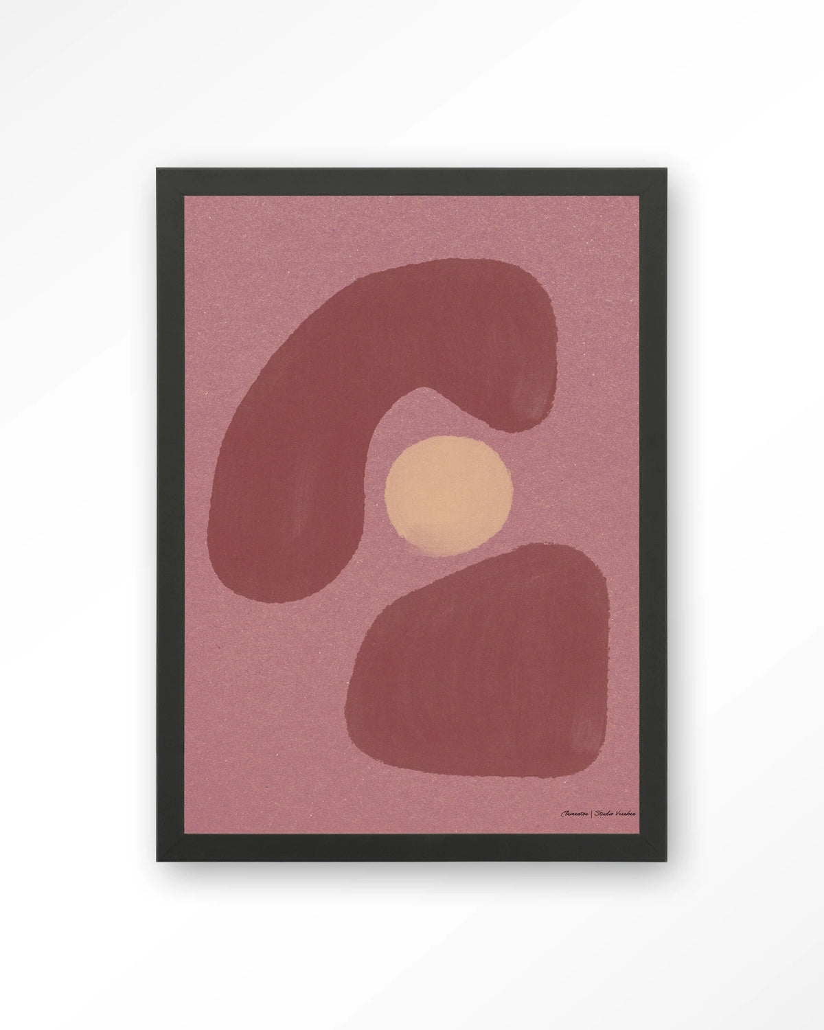 Elementa Morado 1 – abstract in roze en oudroze – Art print – Hout zwart
