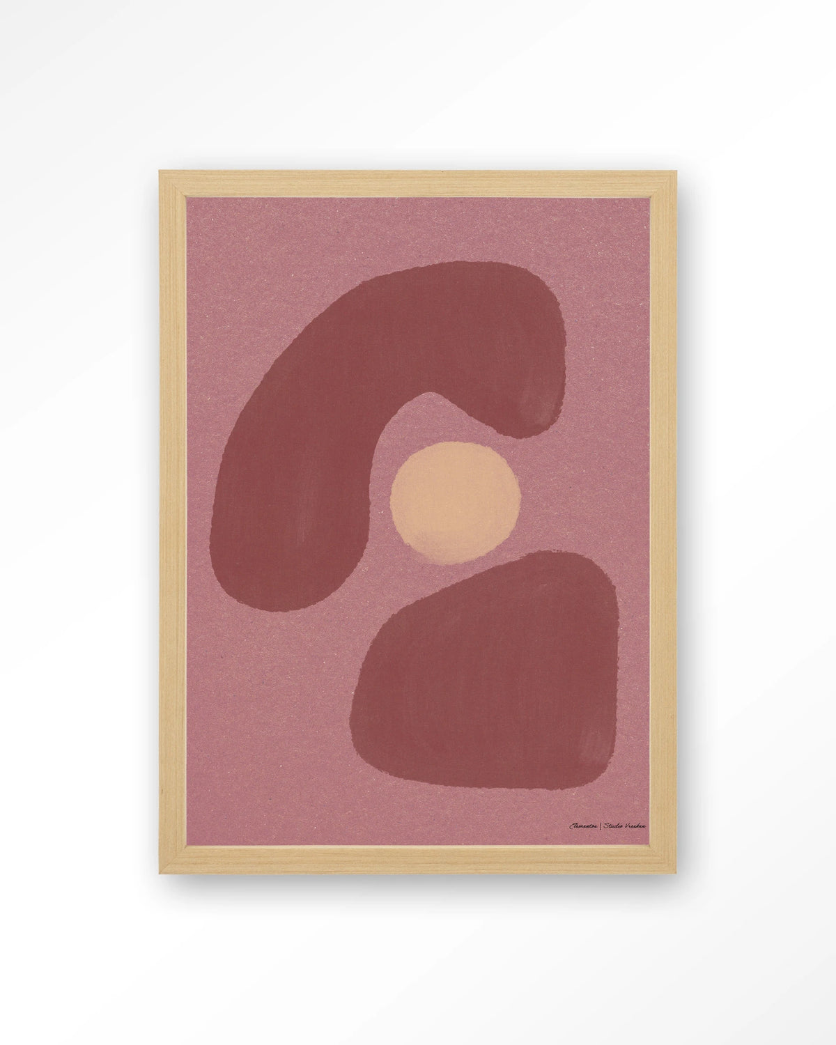 Elementa Morado 1 – abstract in roze en oudroze – Art print – Hout naturel