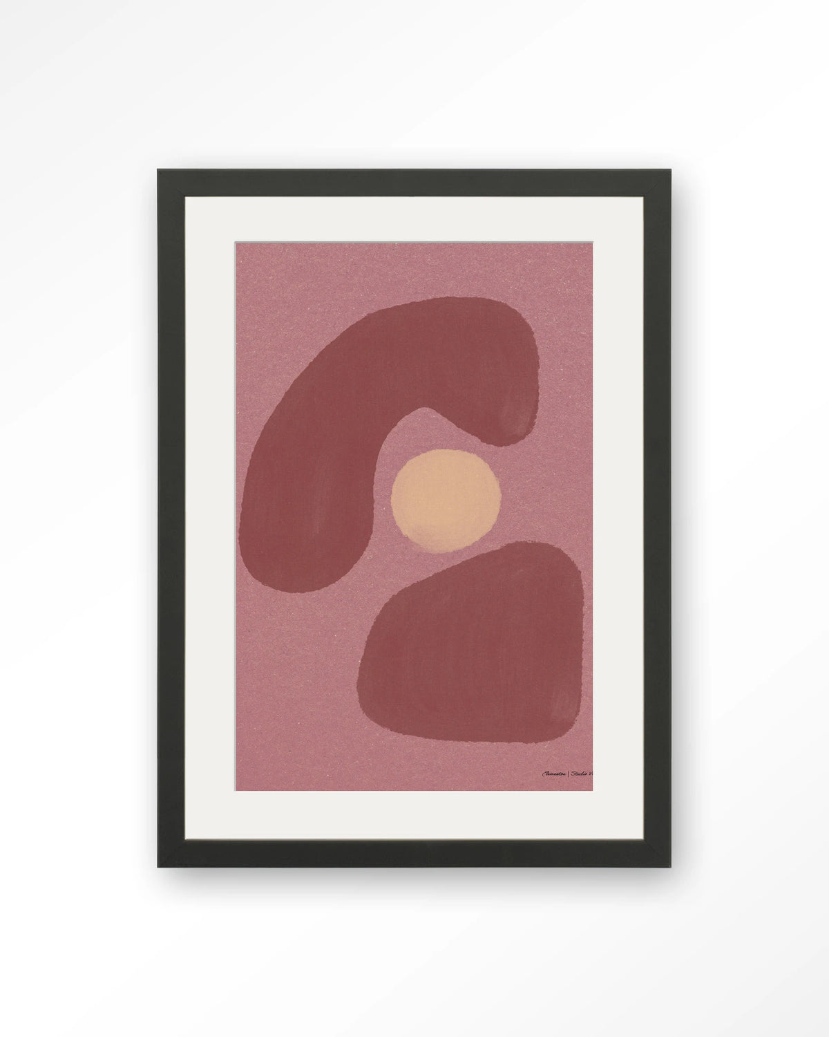 Elementa Morado 1 – abstract in roze en oudroze – Art print – Hout zwart + passe-partout