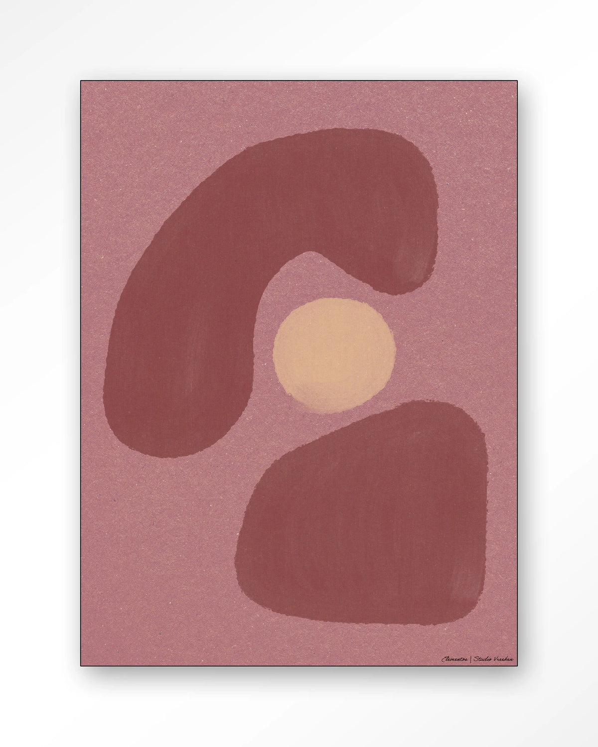 Elementa Morado 1 – abstract in roze en oudroze – Wandkleed – Frame – zwart