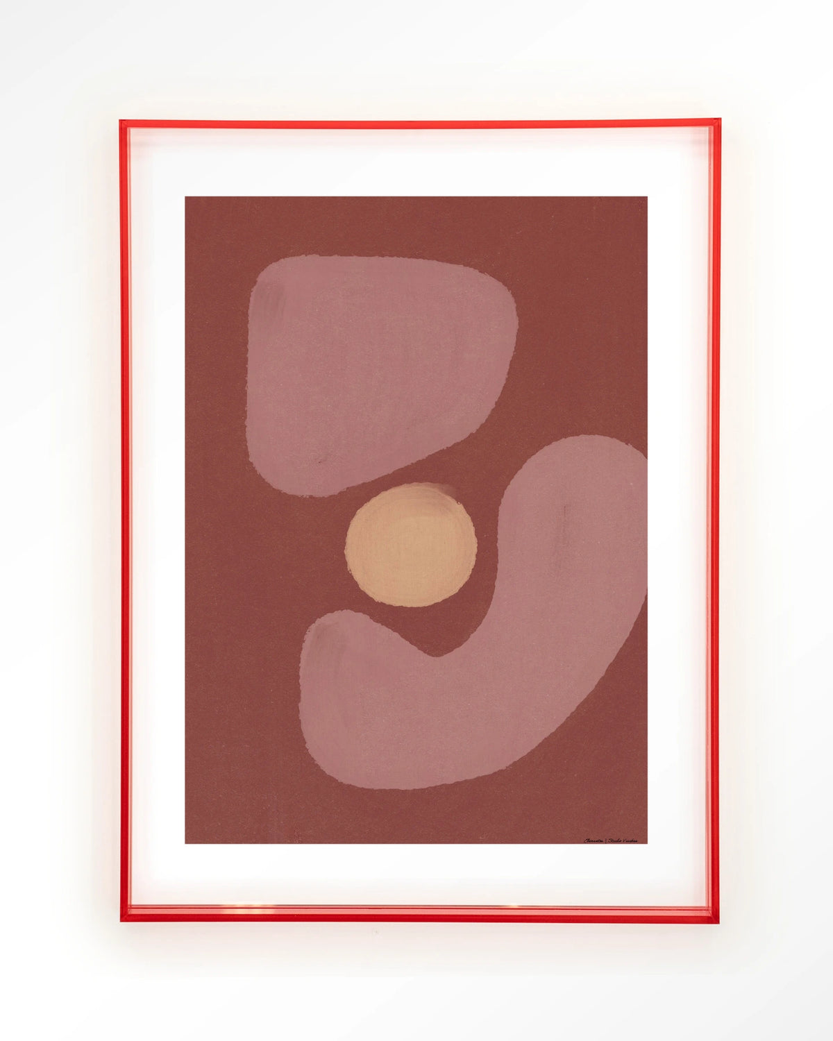 Elementa Morado 2 – abstract in roze en zalm met cirkel – Art print – Acryl roze