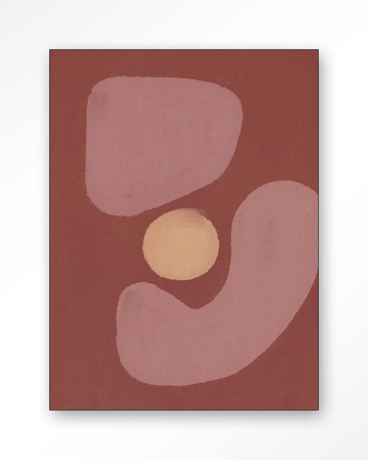 Elementa Morado 2 – abstract in roze en zalm met cirkel – Wandkleed – Frame – zwart