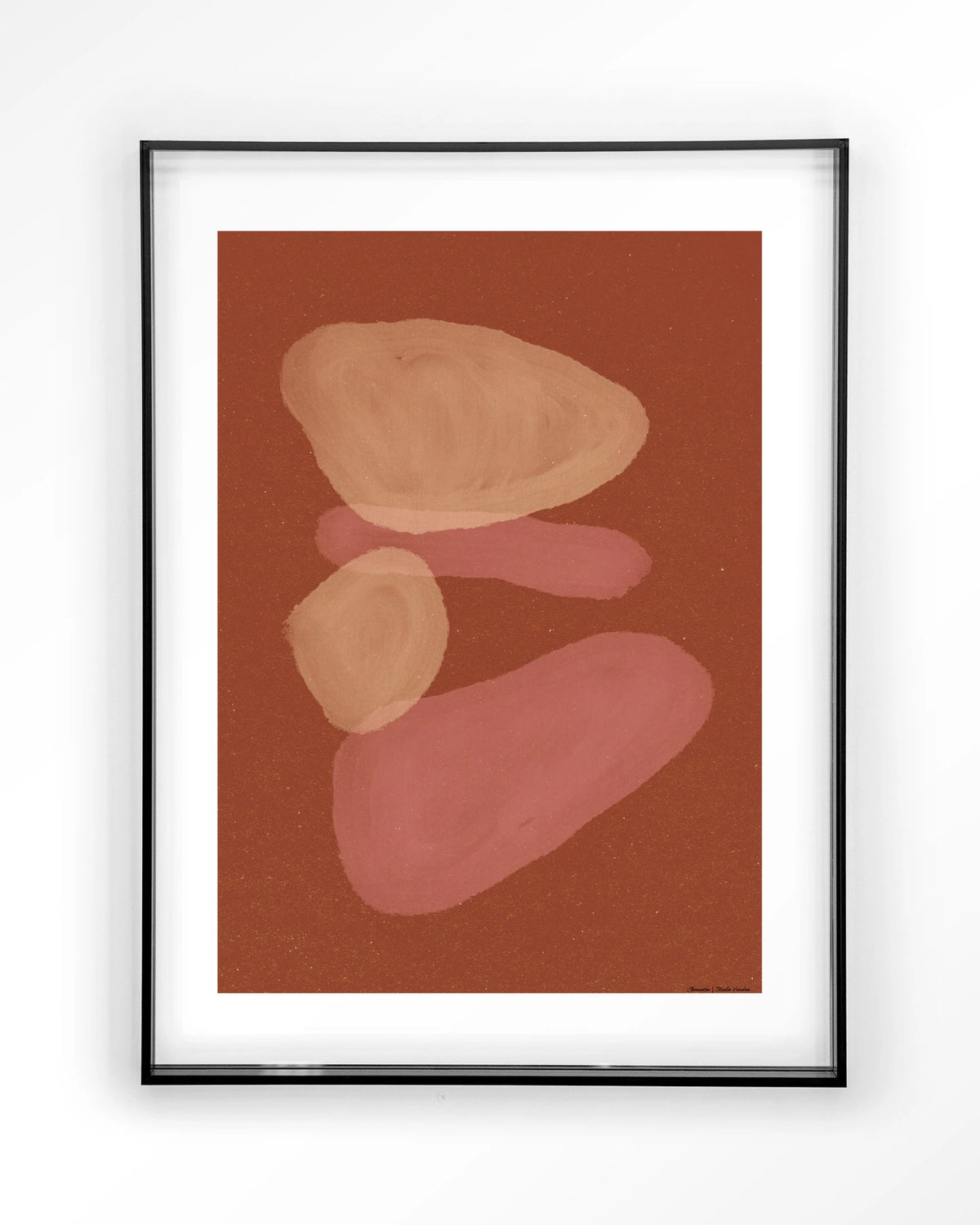 Elementa Rossa 1 – abstracte vormen in terracotta – Art print – Acryl zwart