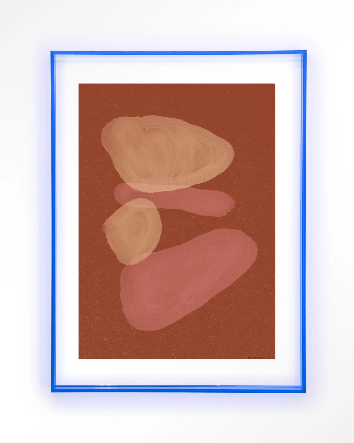 Elementa Rossa 1 – abstracte vormen in terracotta – Art print – Acryl lichtblauw