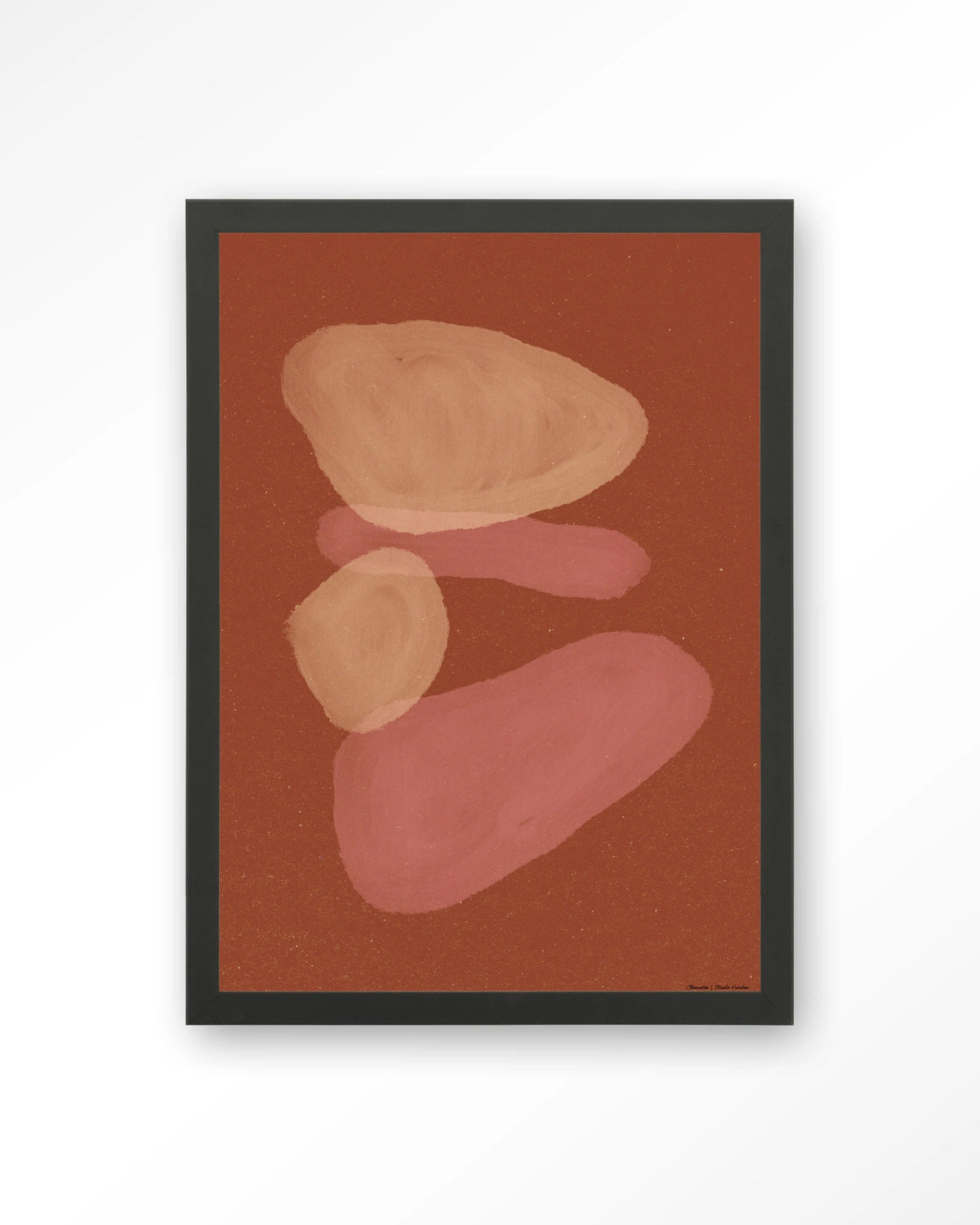 Elementa Rossa 1 – abstracte vormen in terracotta – Art print – Hout zwart