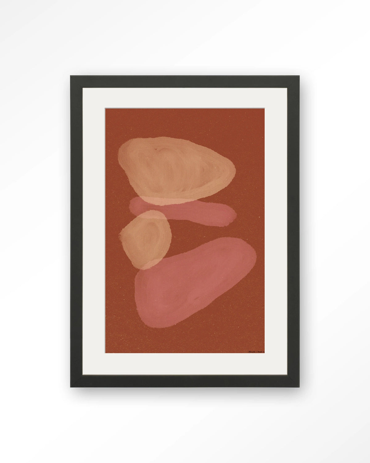 Elementa Rossa 1 – abstracte vormen in terracotta – Art print – Hout zwart + passe-partout
