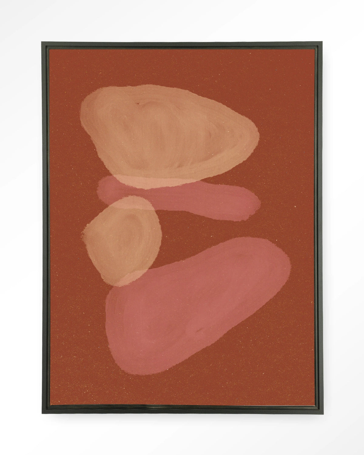 Elementa Rossa 1 – abstracte vormen in terracotta – Wandkleed – Floating frame – zwart