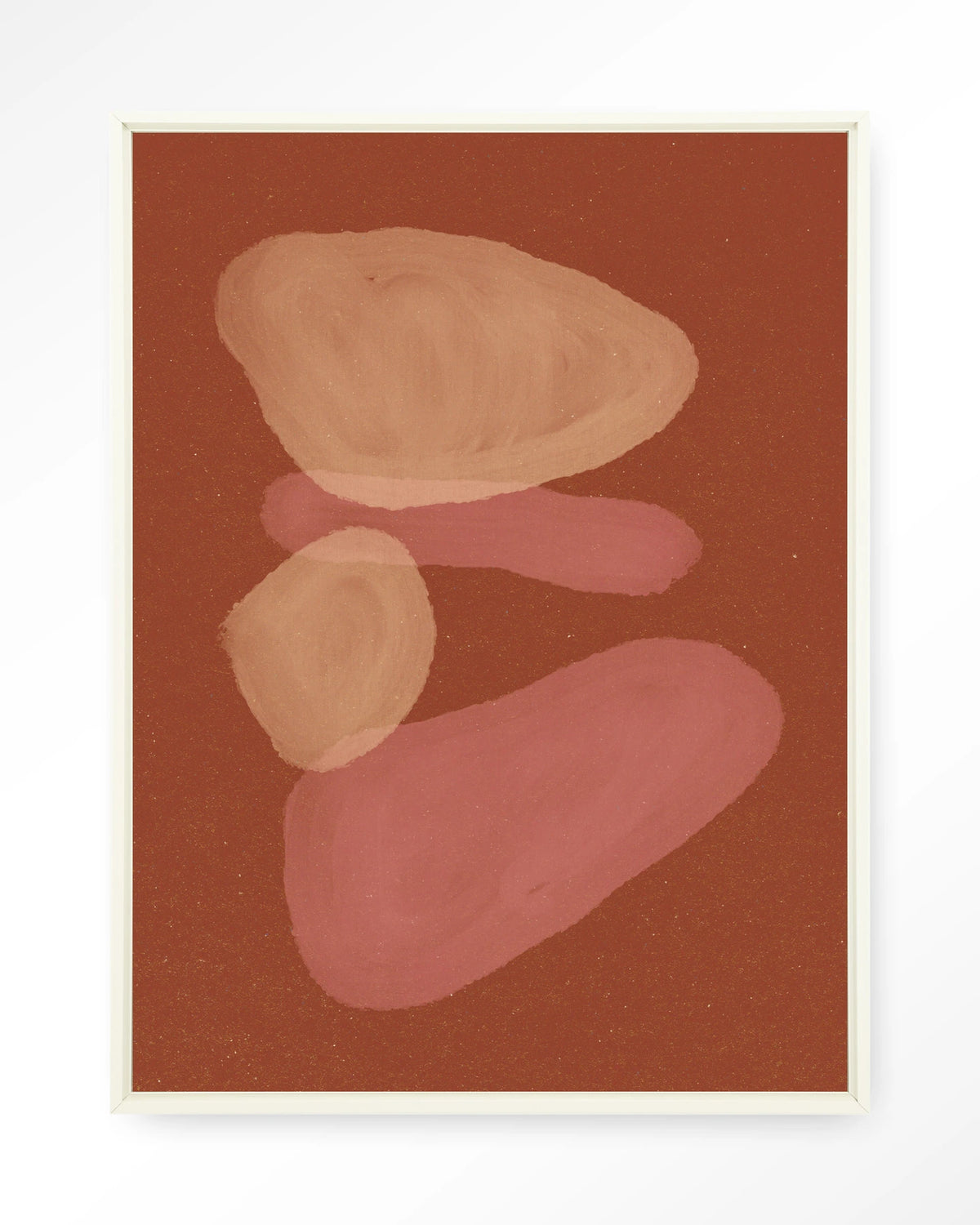 Elementa Rossa 1 – abstracte vormen in terracotta – Wandkleed – Floating frame – wit
