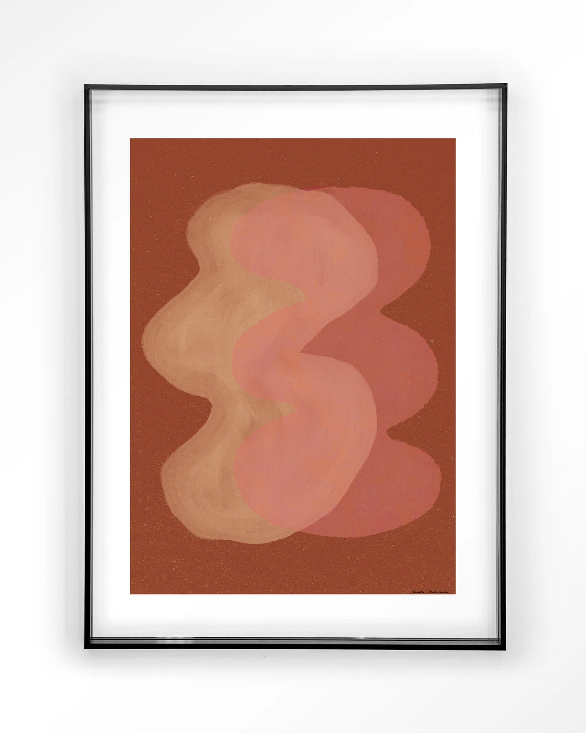 Elementa Rossa 2 – abstract in roze en terracotta – Art print – Acryl zwart
