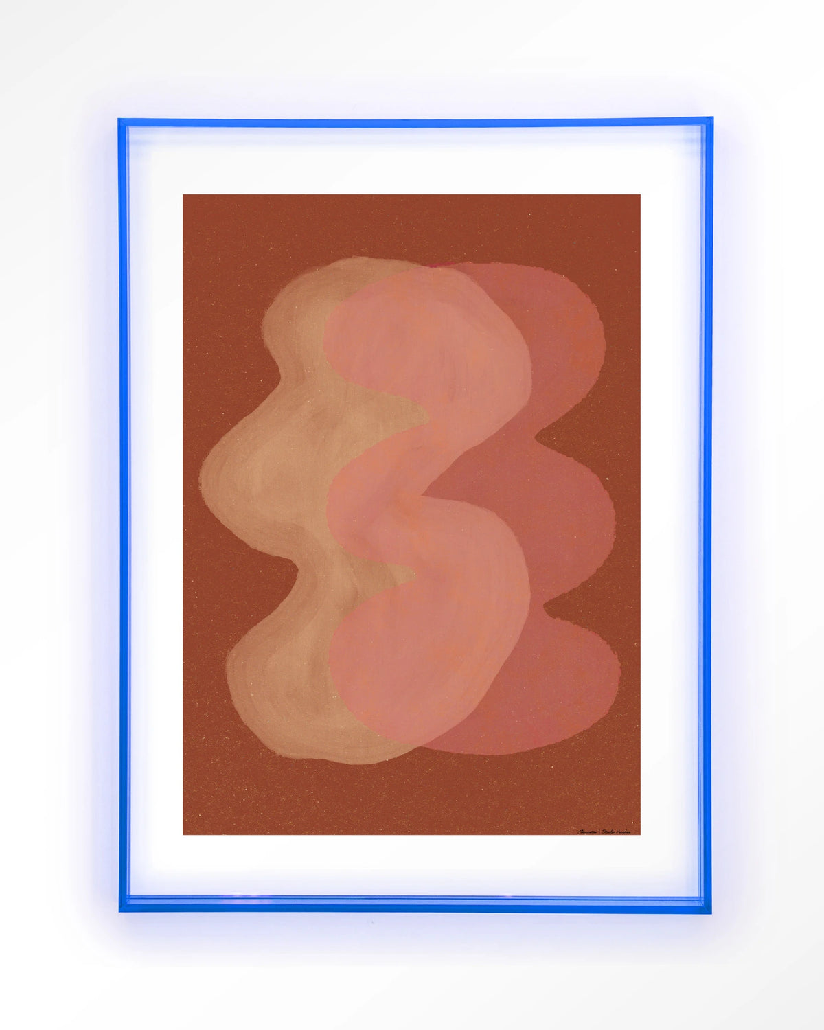 Elementa Rossa 2 – abstract in roze en terracotta – Art print – Acryl lichtblauw
