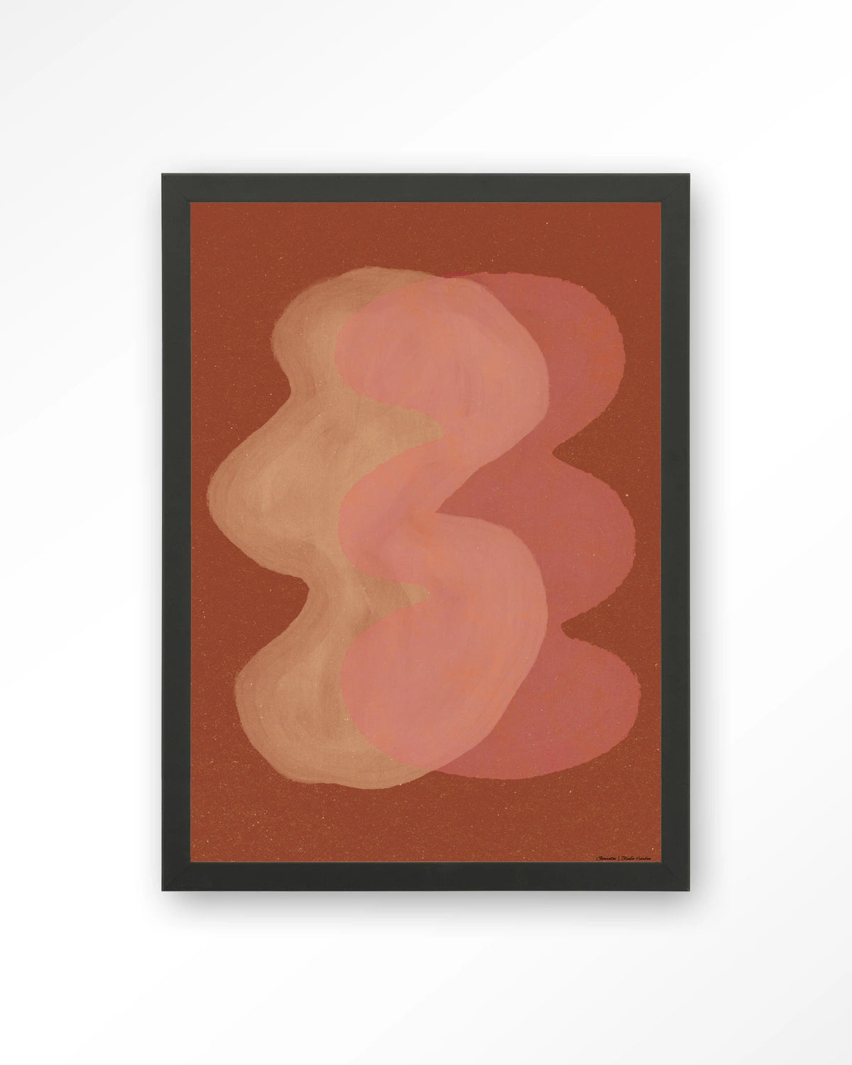 Elementa Rossa 2 – abstract in roze en terracotta – Art print – Hout zwart