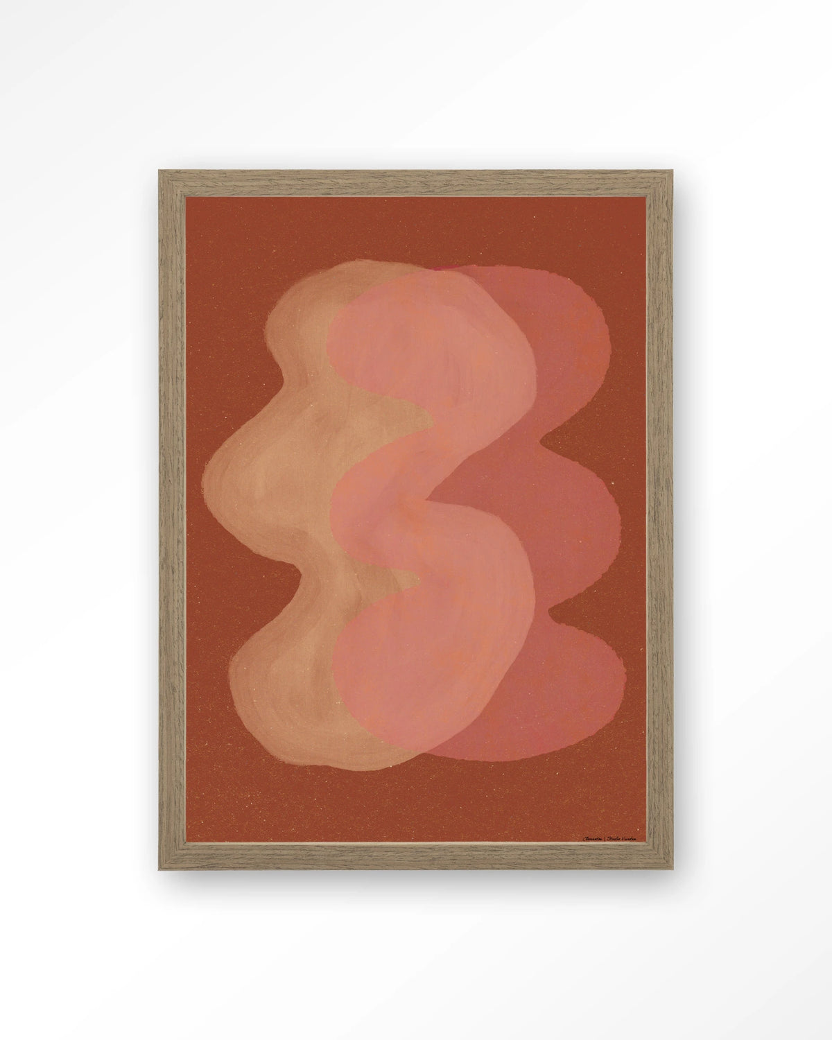 Elementa Rossa 2 – abstract in roze en terracotta – Art print – Hout bruin