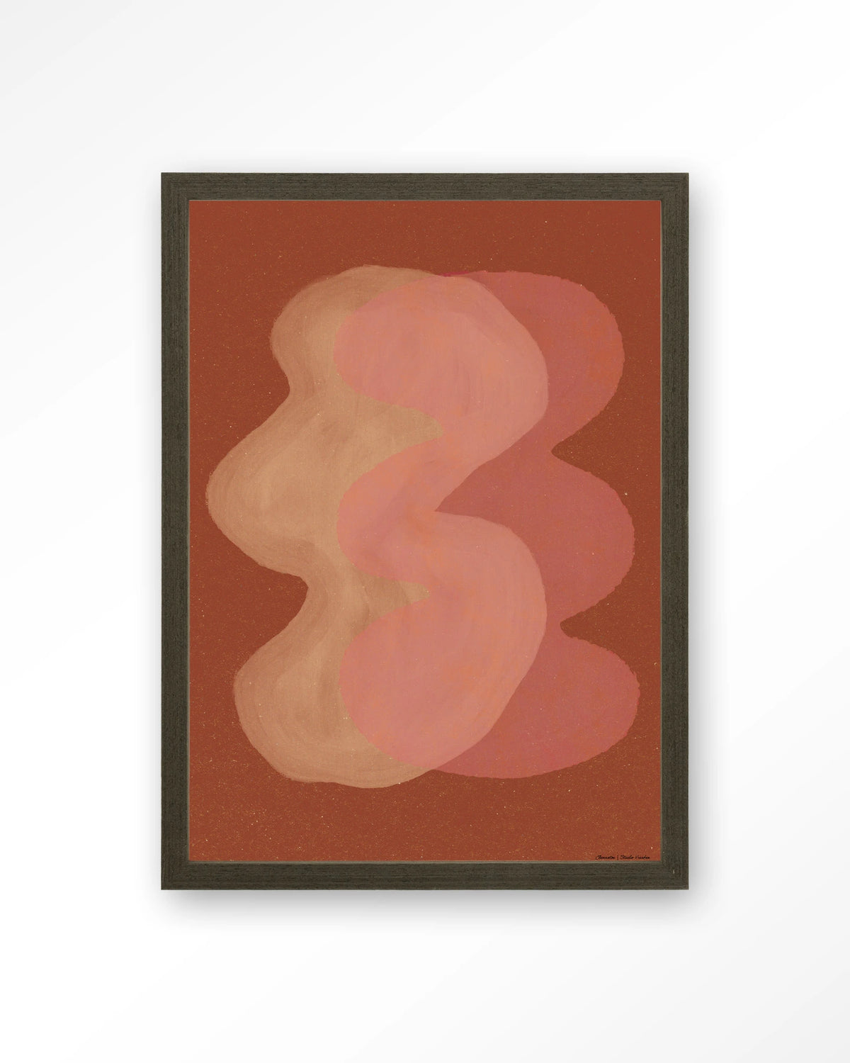 Elementa Rossa 2 – abstract in roze en terracotta – Art print – Hout donkerbruin